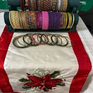 Vibrant Gold and Green 11 Bangle Set